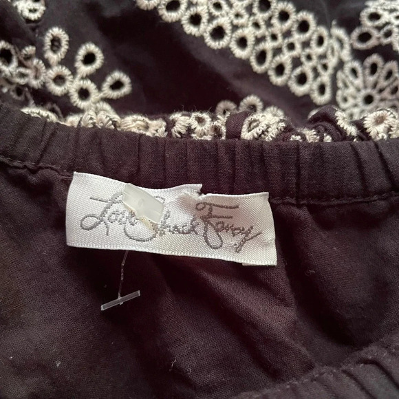 LoveShackFancy Pamela Dress One Shoulder Eyelet Lace Black Tan Size Small - Picture 9 of 11